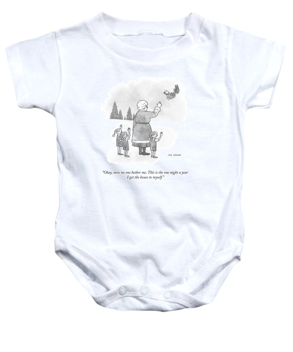 “okay Baby Onesie featuring the drawing The One Night A Year by Jon Adams
