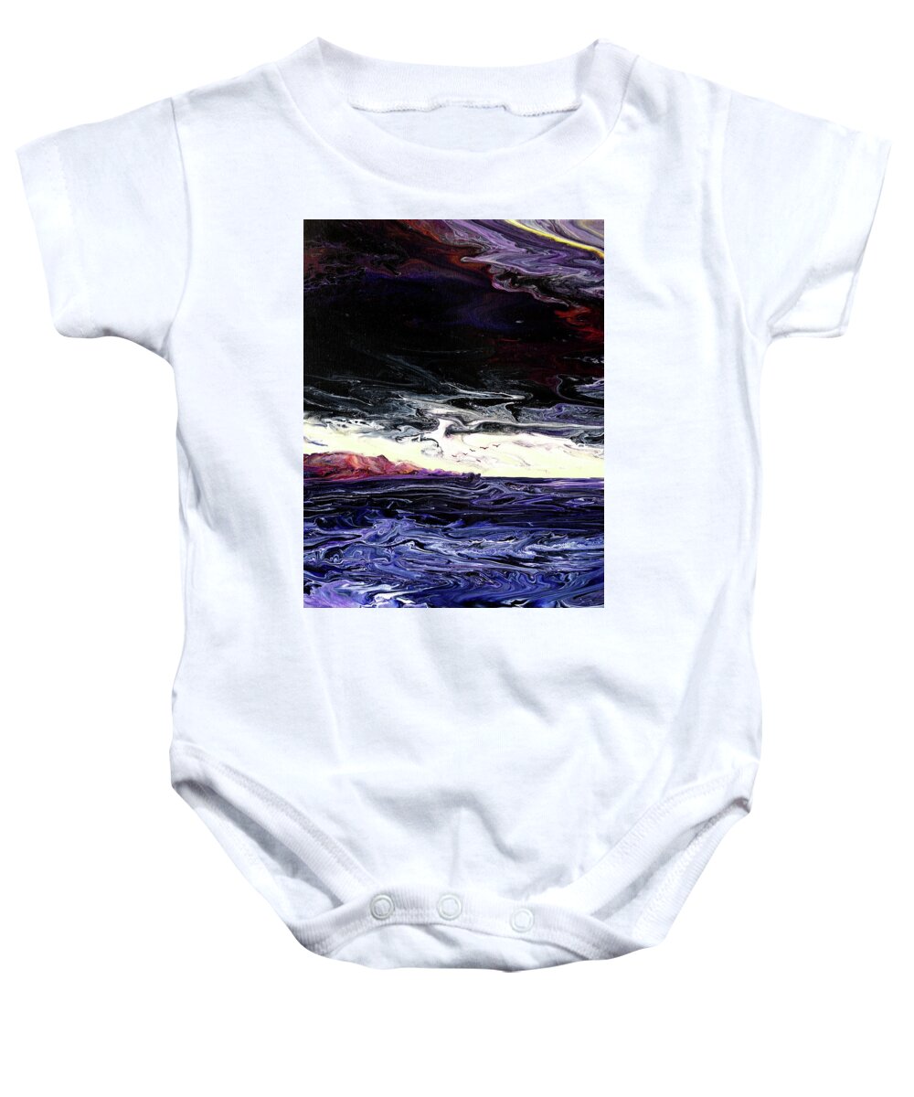 Stormy Baby Onesie featuring the painting The Restless Sea by Laura Iverson