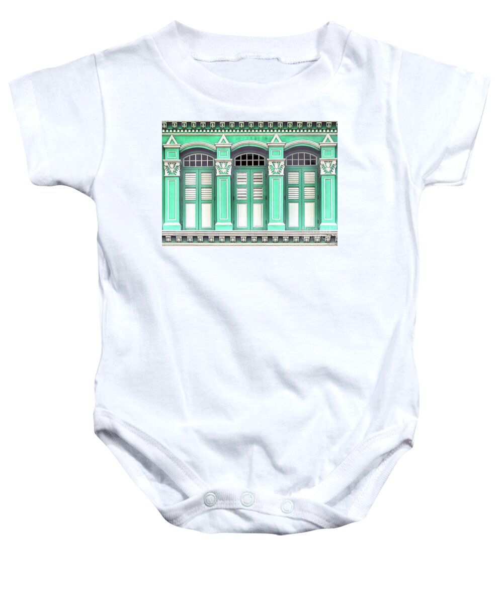 Singapore Baby Onesie featuring the photograph The Singapore Shophouse 43 by John Seaton Callahan