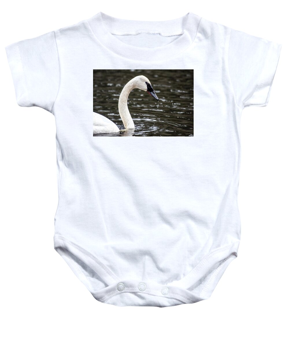 Swan Baby Onesie featuring the photograph The Swan by Jerry Cahill