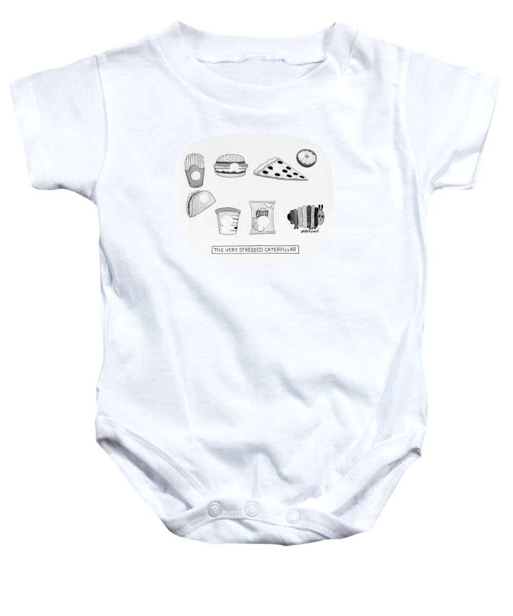 Captionless Baby Onesie featuring the drawing The Very Stressed Caterpillar by Amy Kurzweil