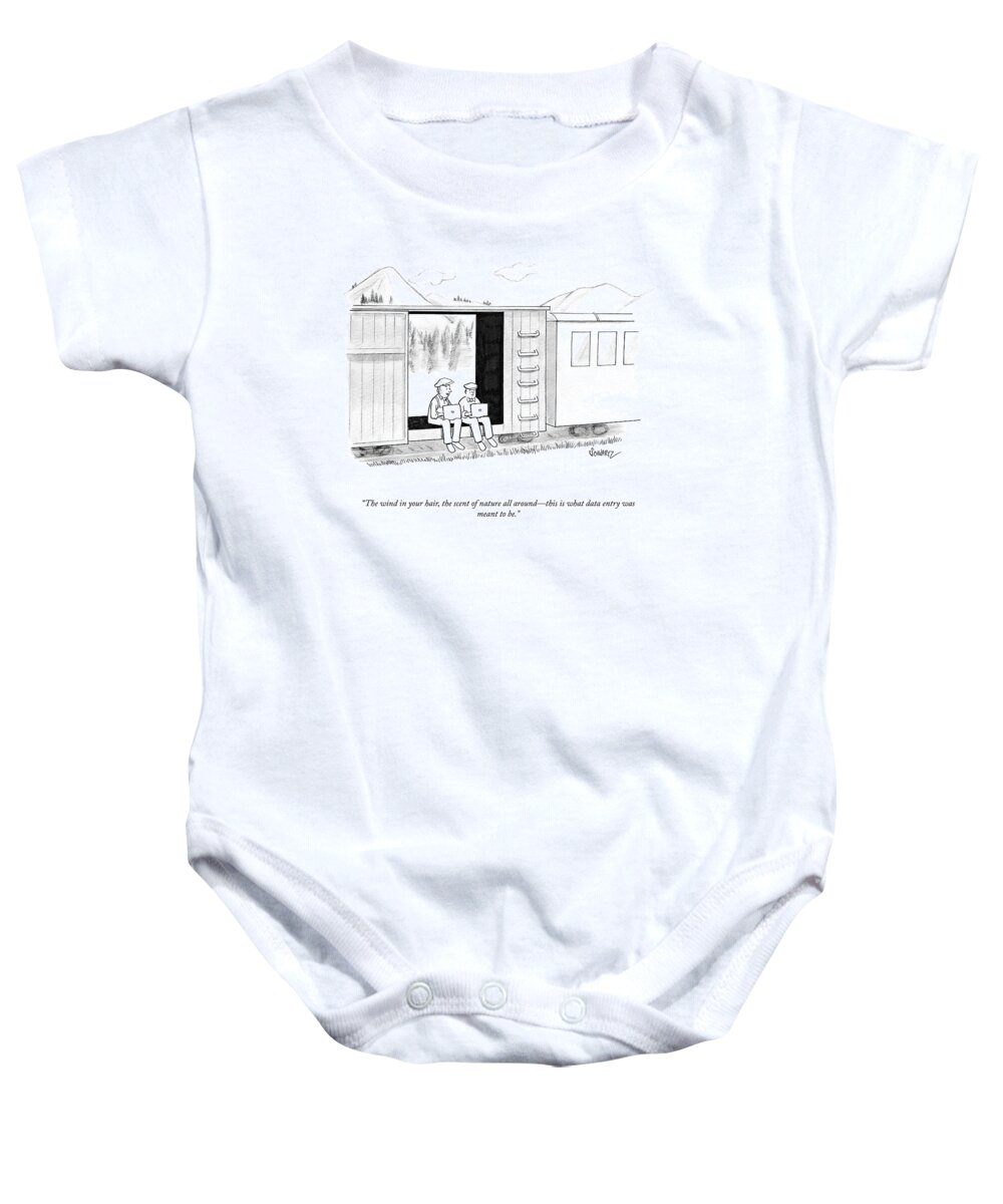A24351 Baby Onesie featuring the drawing The Wind In Your Hair by Benjamin Schwartz