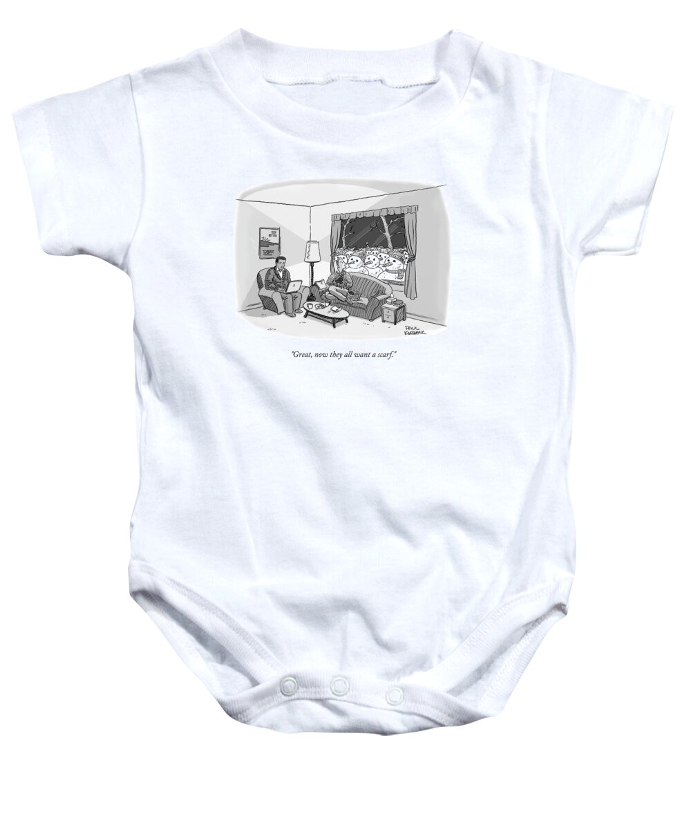 Cctk Baby Onesie featuring the drawing They All Want a Scarf by Paul Karasik