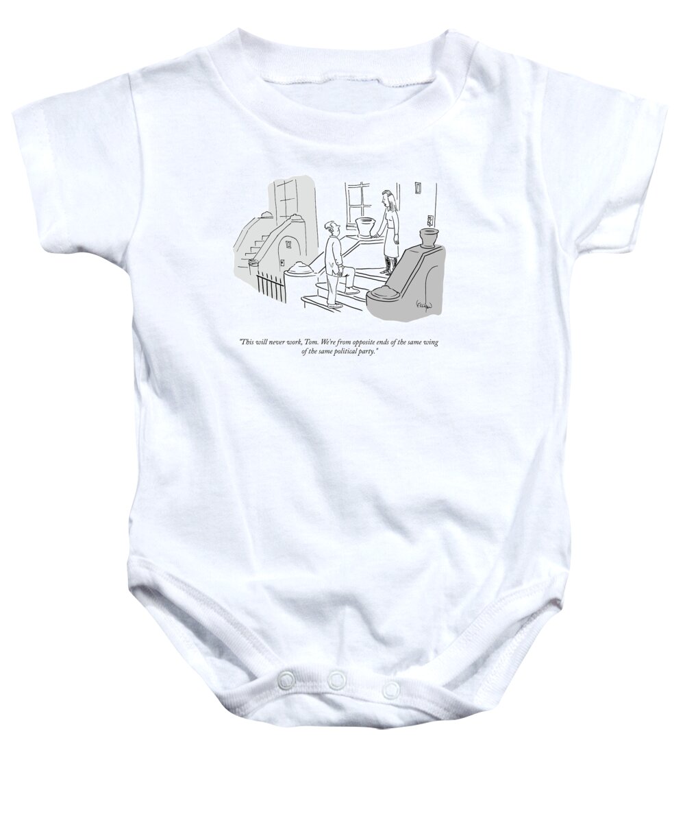 This Will Never Work Baby Onesie featuring the drawing This Will Never Work by Robert Leighton
