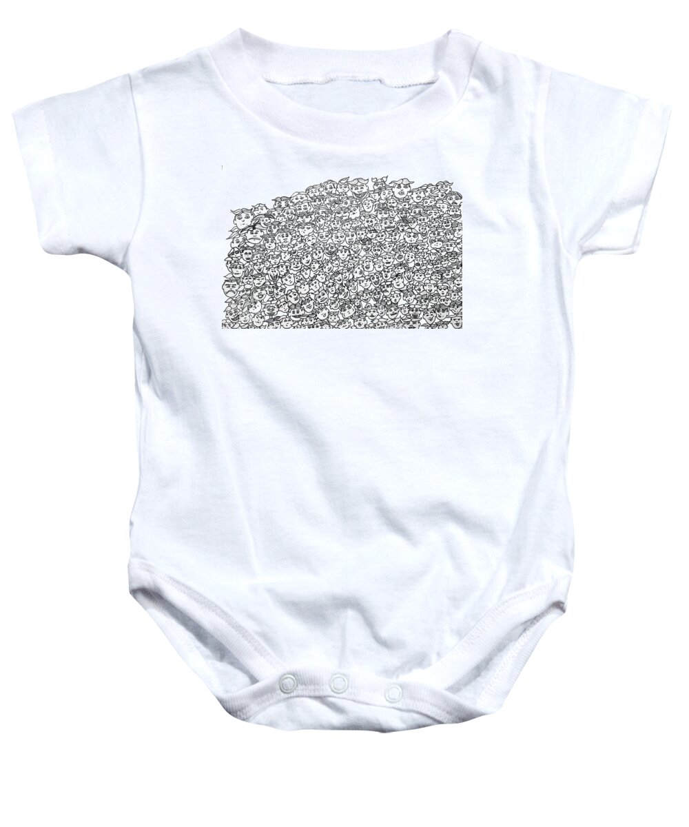Drawing Baby Onesie featuring the drawing Tillie Madness by Patricia Arroyo
