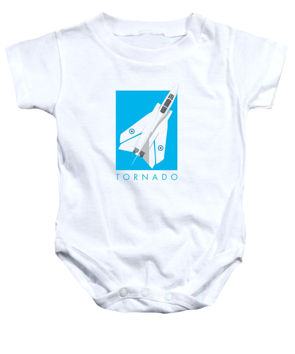Aircraft Baby Onesie featuring the digital art Tornado Swing Wing Jet - Cyan by Organic Synthesis