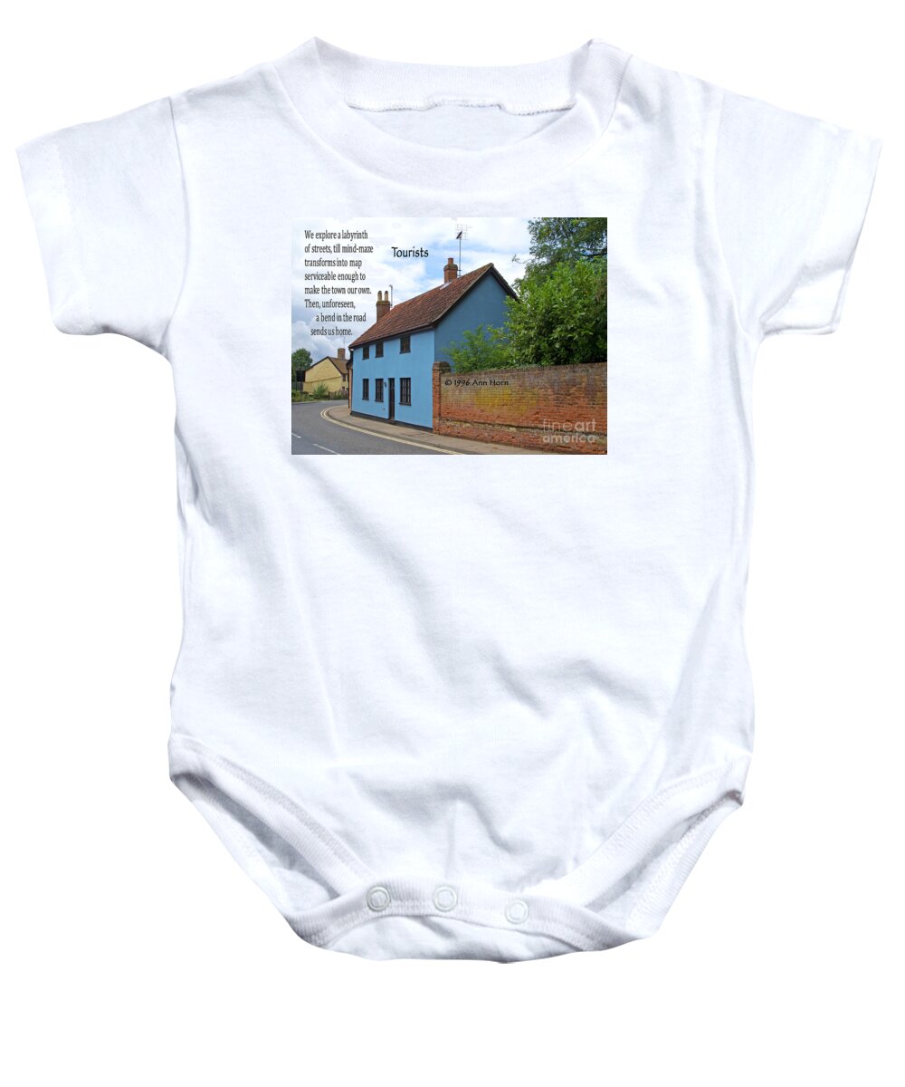 Poem Baby Onesie featuring the photograph Tourists by Ann Horn