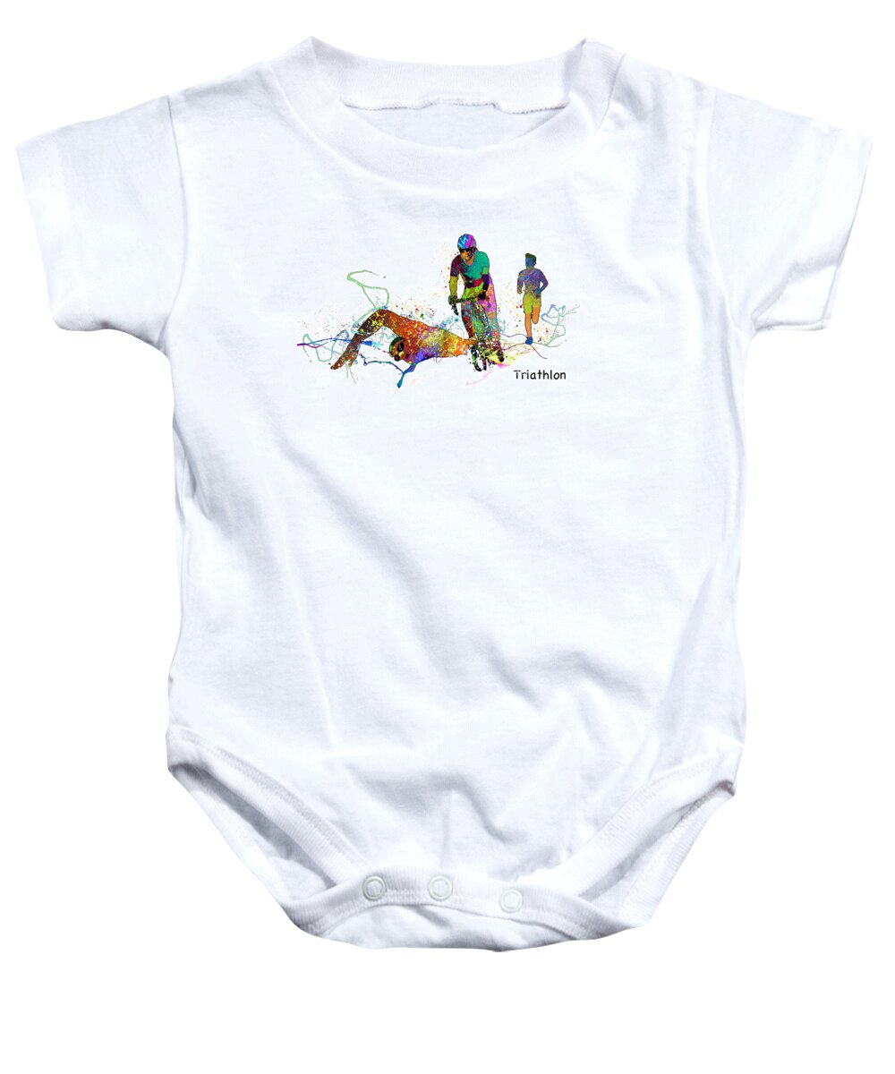 Sports Baby Onesie featuring the mixed media Triathlon Passion 01 by Miki De Goodaboom