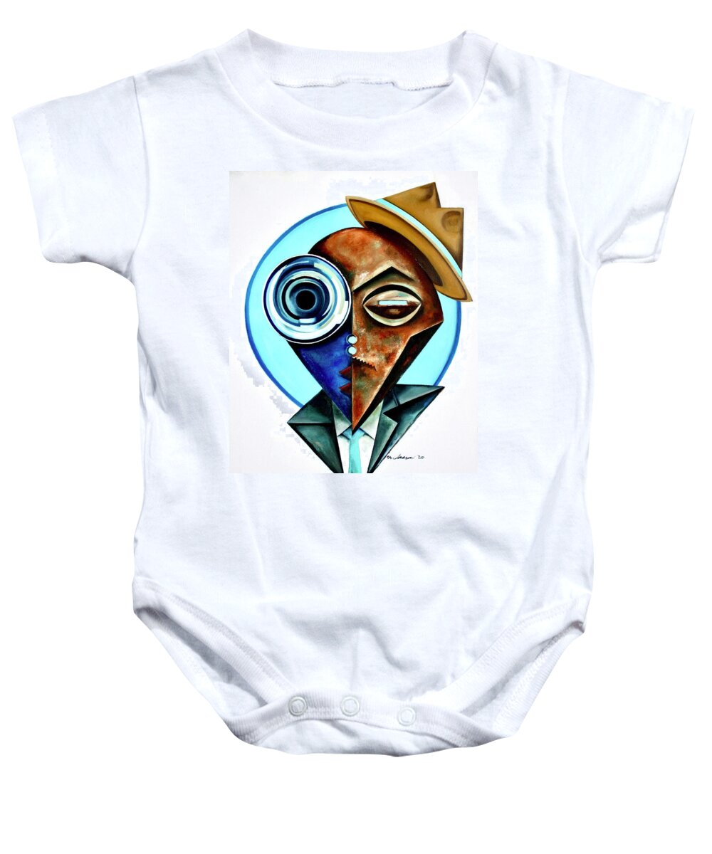 Jazz Baby Onesie featuring the painting Trumpet Modern Roayle by Martel Chapman