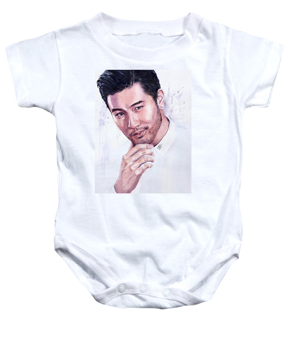 Godfrey Gao Baby Onesie featuring the painting Trust Yourself Godfrey Gao by Michal Madison