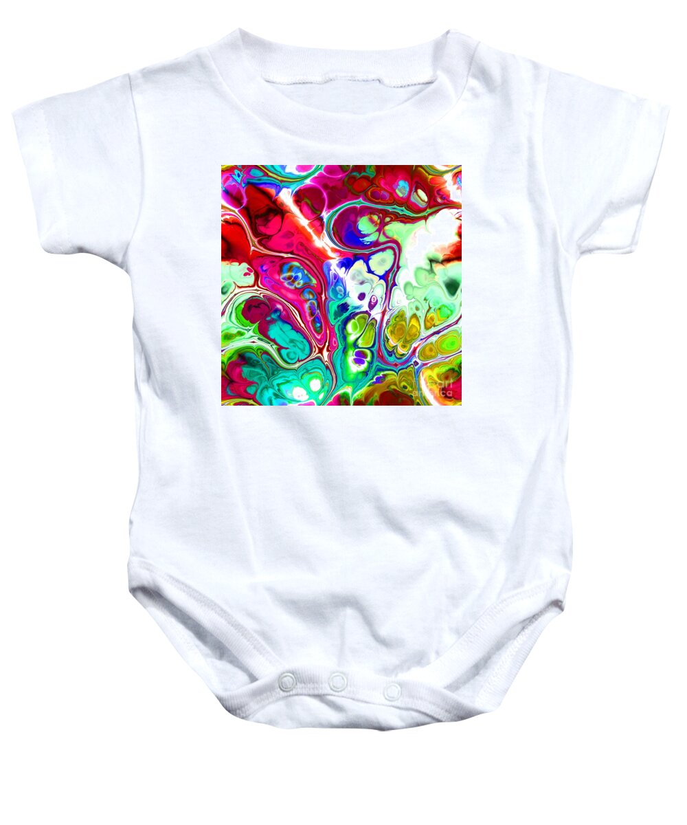 Colorful Baby Onesie featuring the digital art Tukiran - Funky Artistic Colorful Abstract Marble Fluid Digital Art by Sambel Pedes