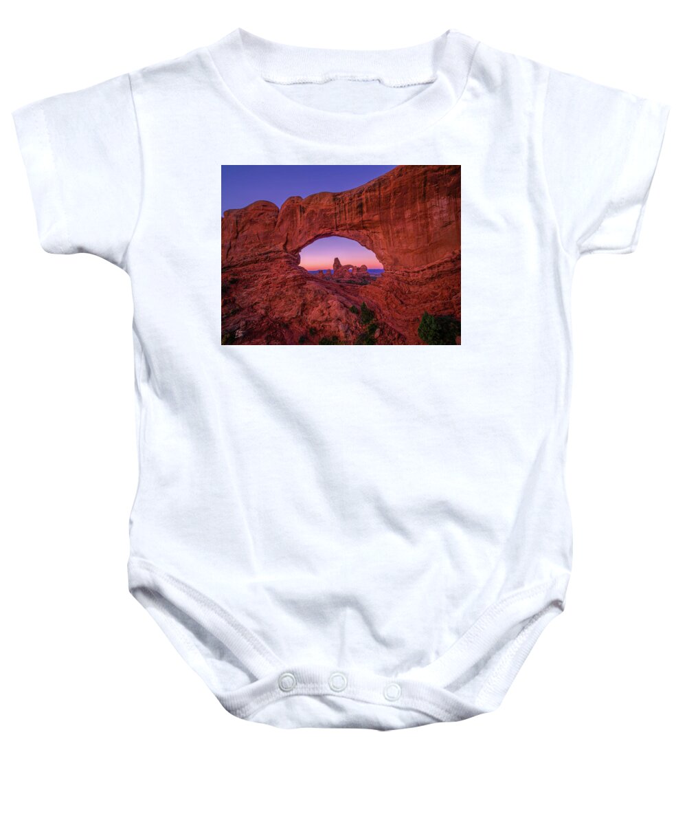 Acrilic Baby Onesie featuring the photograph Turret Arch by Edgars Erglis