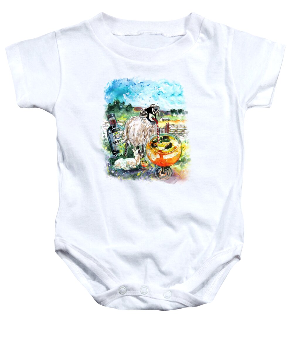 Travel Baby Onesie featuring the painting Two Yorkshire Sheep To The Wind by Miki De Goodaboom