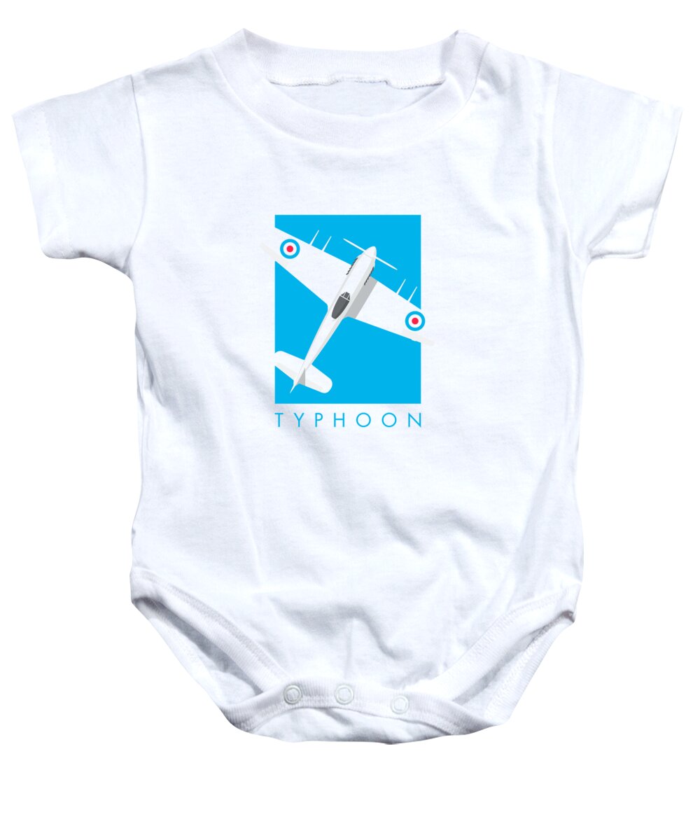 Aircraft Baby Onesie featuring the digital art Typhoon WWII Fighter Aircraft - Cyan by Organic Synthesis
