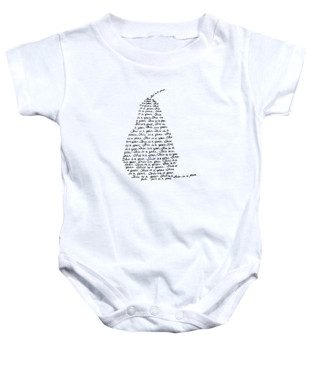 Typographic Baby Onesie featuring the drawing Typographic Pear Drawing by Nancy Merkle