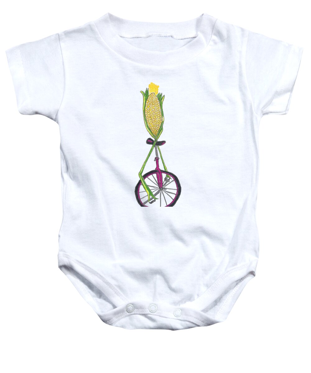 Corn Baby Onesie featuring the drawing Uni-Corn by Ali Baucom