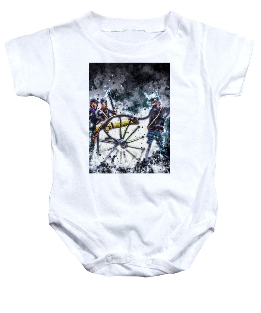 Civil War Baby Onesie featuring the digital art Union Artillery - Art by Tommy Anderson