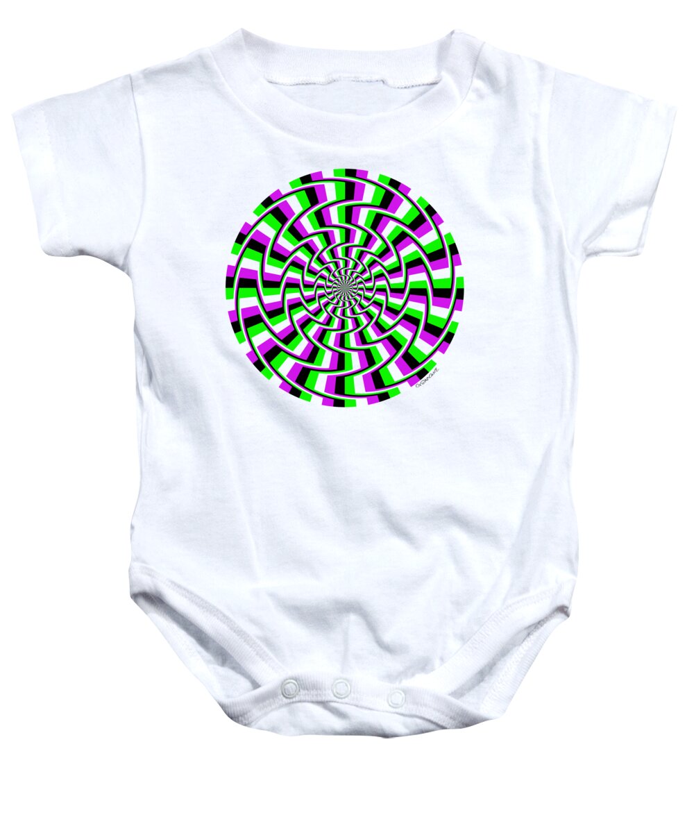 Op Art Baby Onesie featuring the mixed media Unspiral X by Gianni Sarcone
