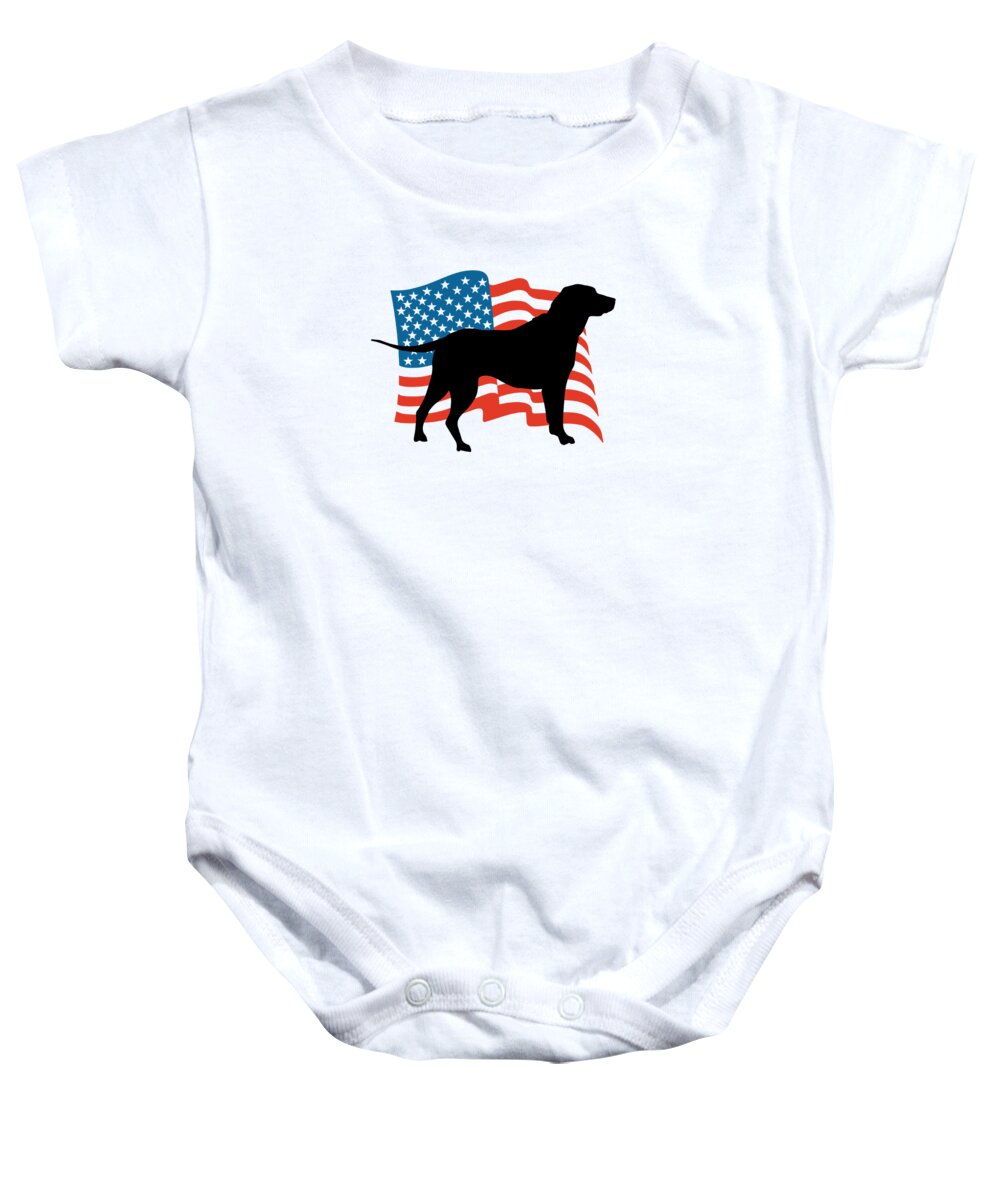 Veterans Day Baby Onesie featuring the digital art USA Labrador Retriever Patriotic Dog American Flag by Jacob Zelazny