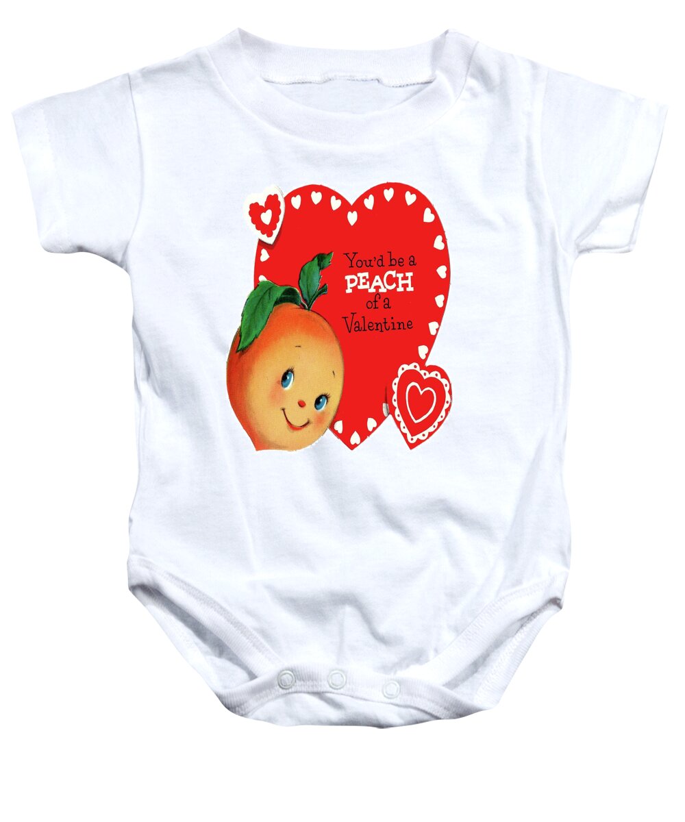 Peach Baby Onesie featuring the digital art Valentine Peach by Long Shot