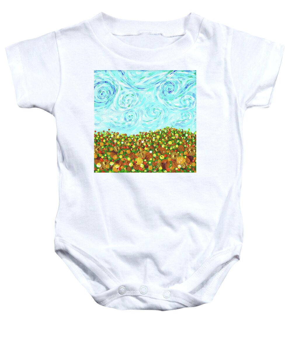 Yellow Baby Onesie featuring the painting Vincent's Garden by Meghan Elizabeth