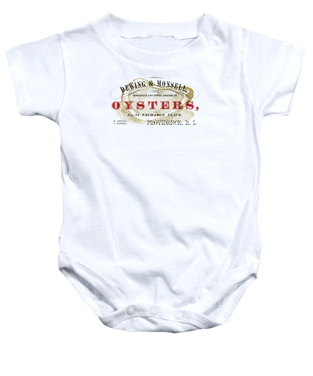 Oyster Baby Onesie featuring the painting Vintage Oyster Dealers Trade Card by Historic Image