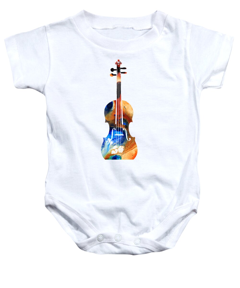 Violin Baby Onesie featuring the painting Violin Art by Sharon Cummings by Sharon Cummings