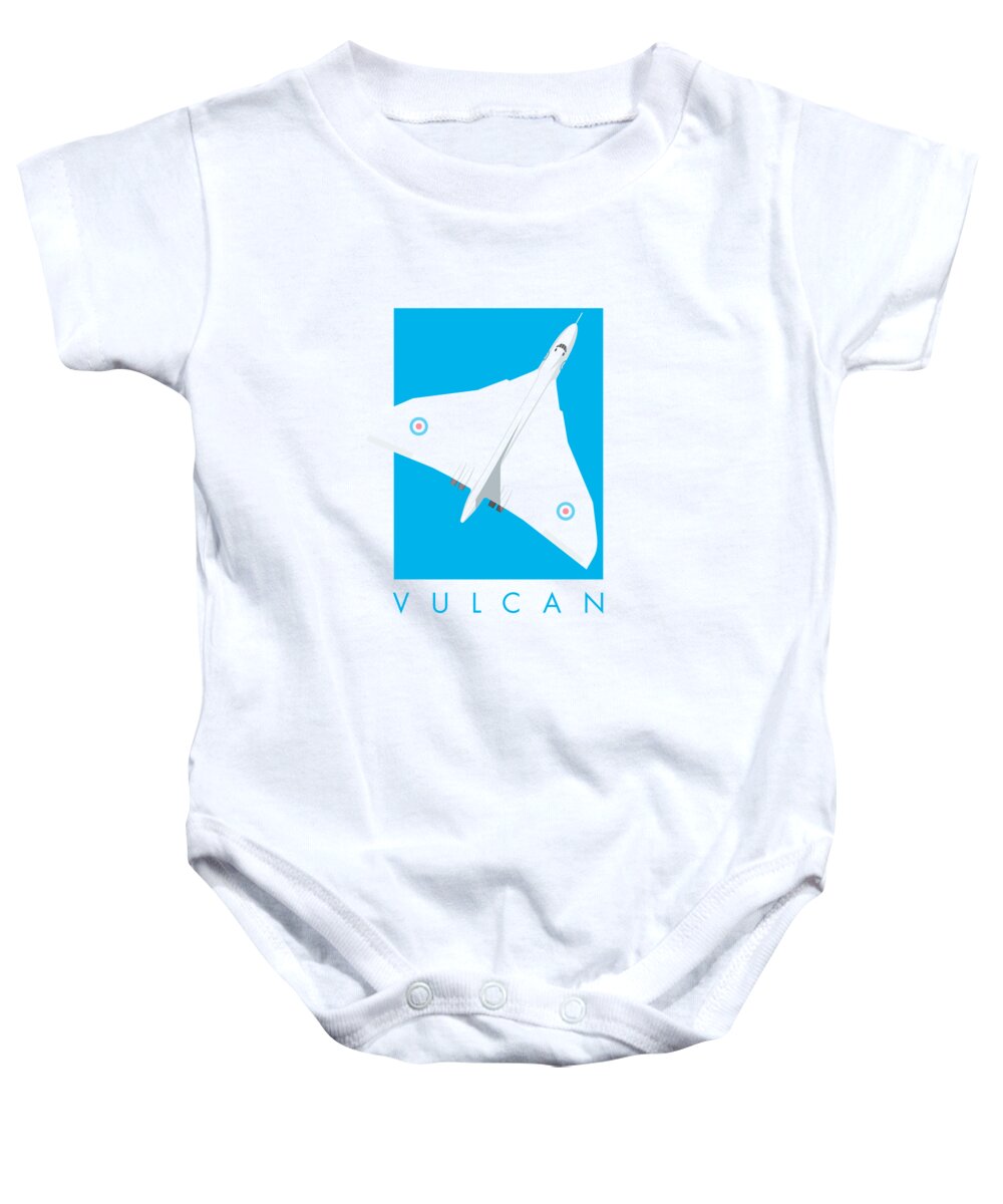 Aircraft Baby Onesie featuring the digital art Vulcan Jet Bomber - Antiflash Blue by Organic Synthesis