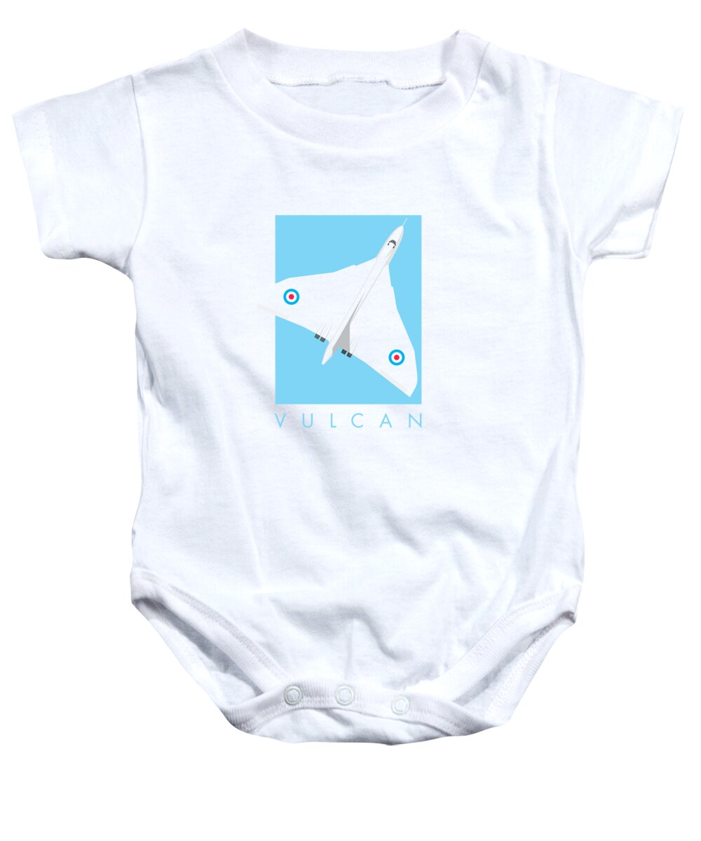 Aircraft Baby Onesie featuring the digital art Vulcan Jet Bomber - Sky by Organic Synthesis