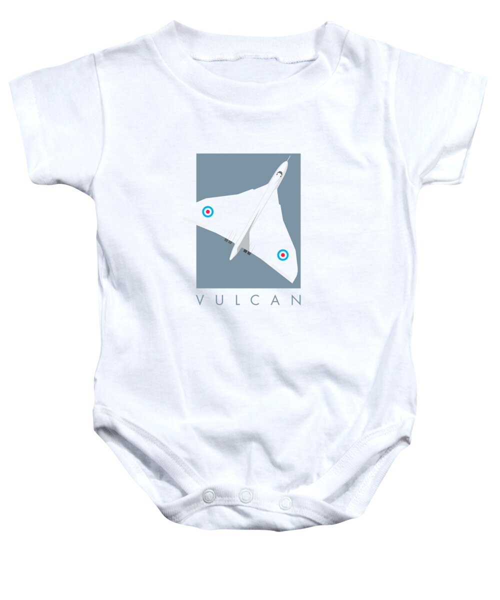 Aircraft Baby Onesie featuring the digital art Vulcan Jet Bomber - Slate by Organic Synthesis