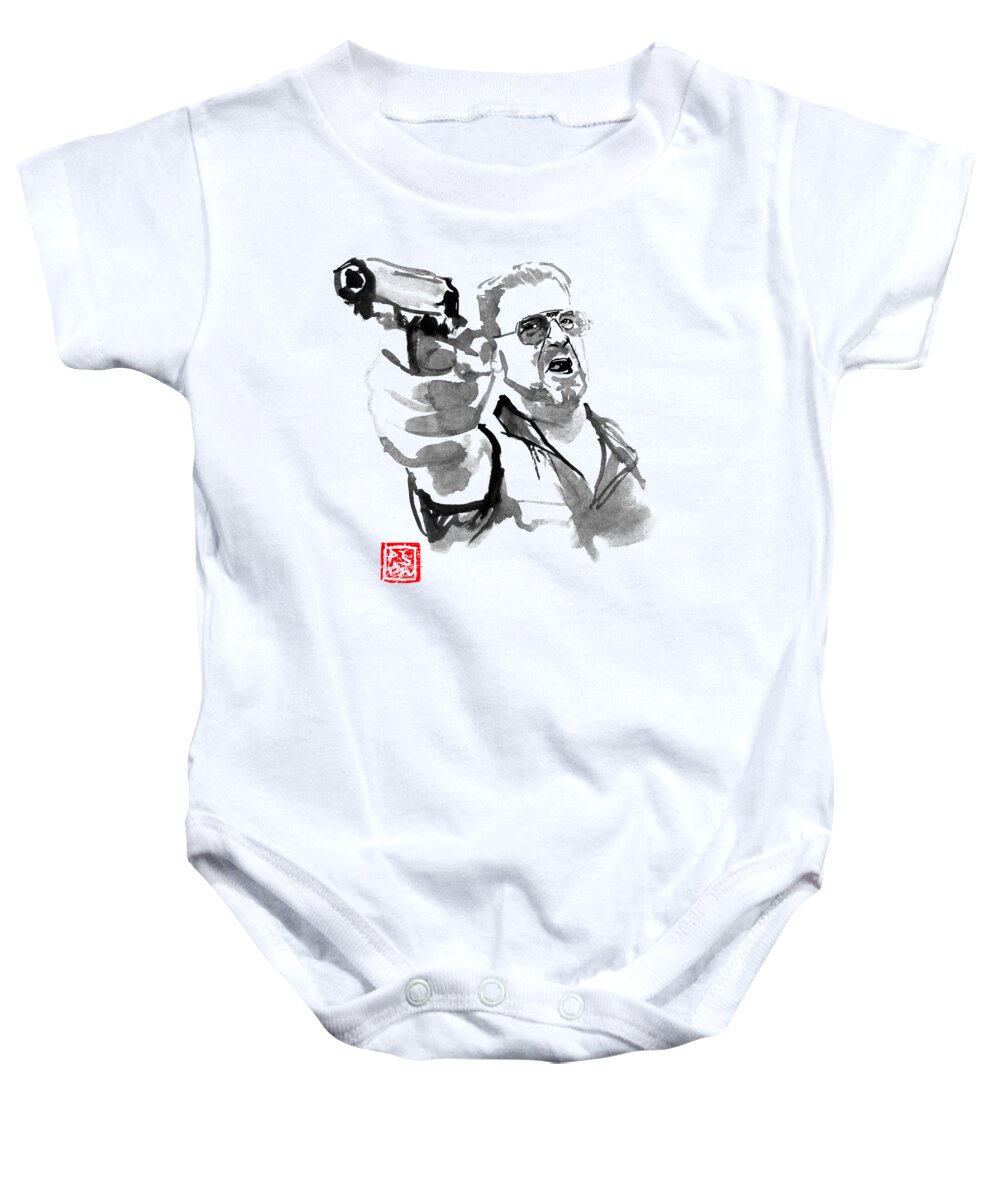 Walter Sobchak Baby Onesie featuring the drawing Walter Sobchak by Pechane Sumie