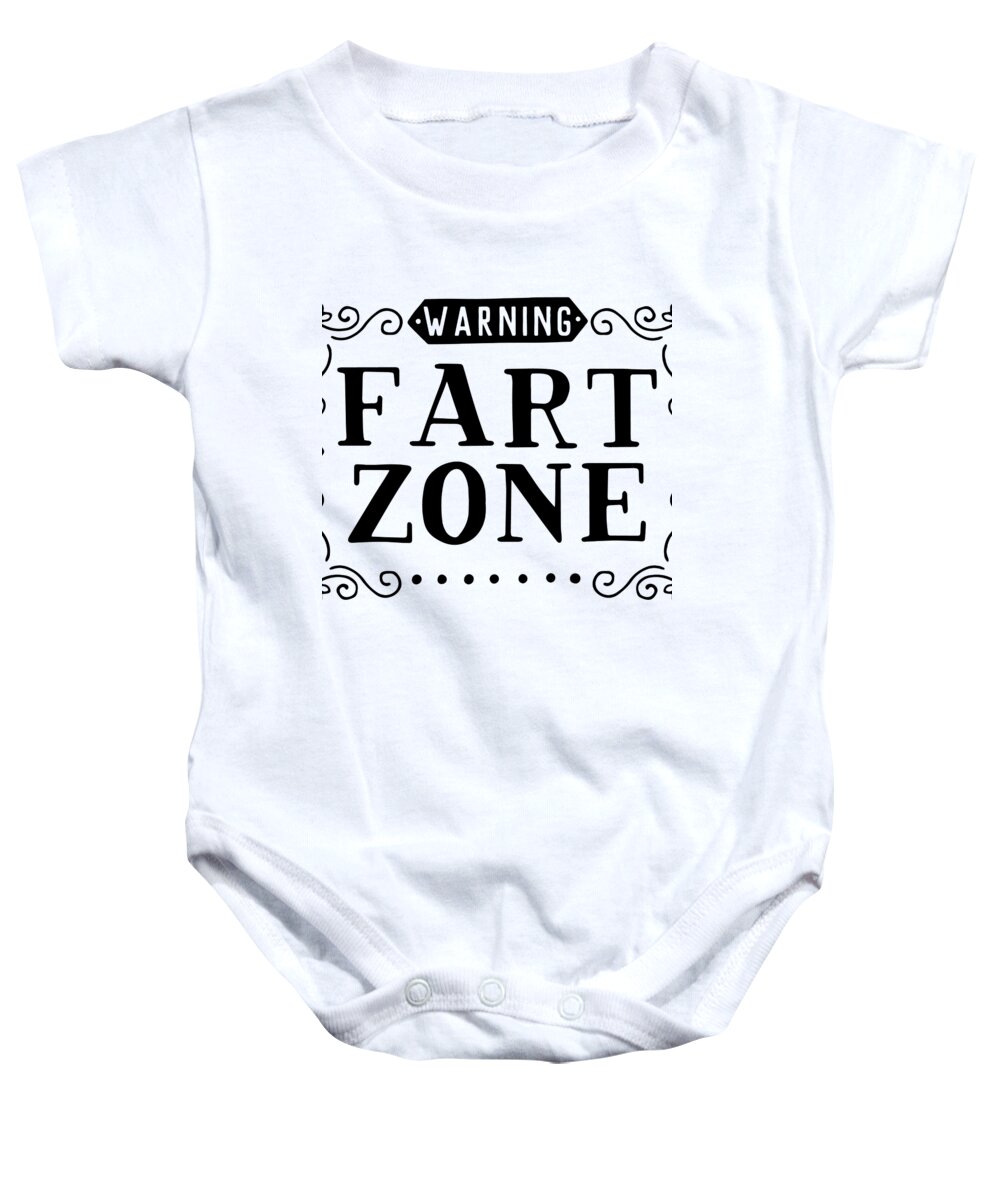 Fart Zone Baby Onesie featuring the digital art Warning Fart Zone by Jacob Zelazny