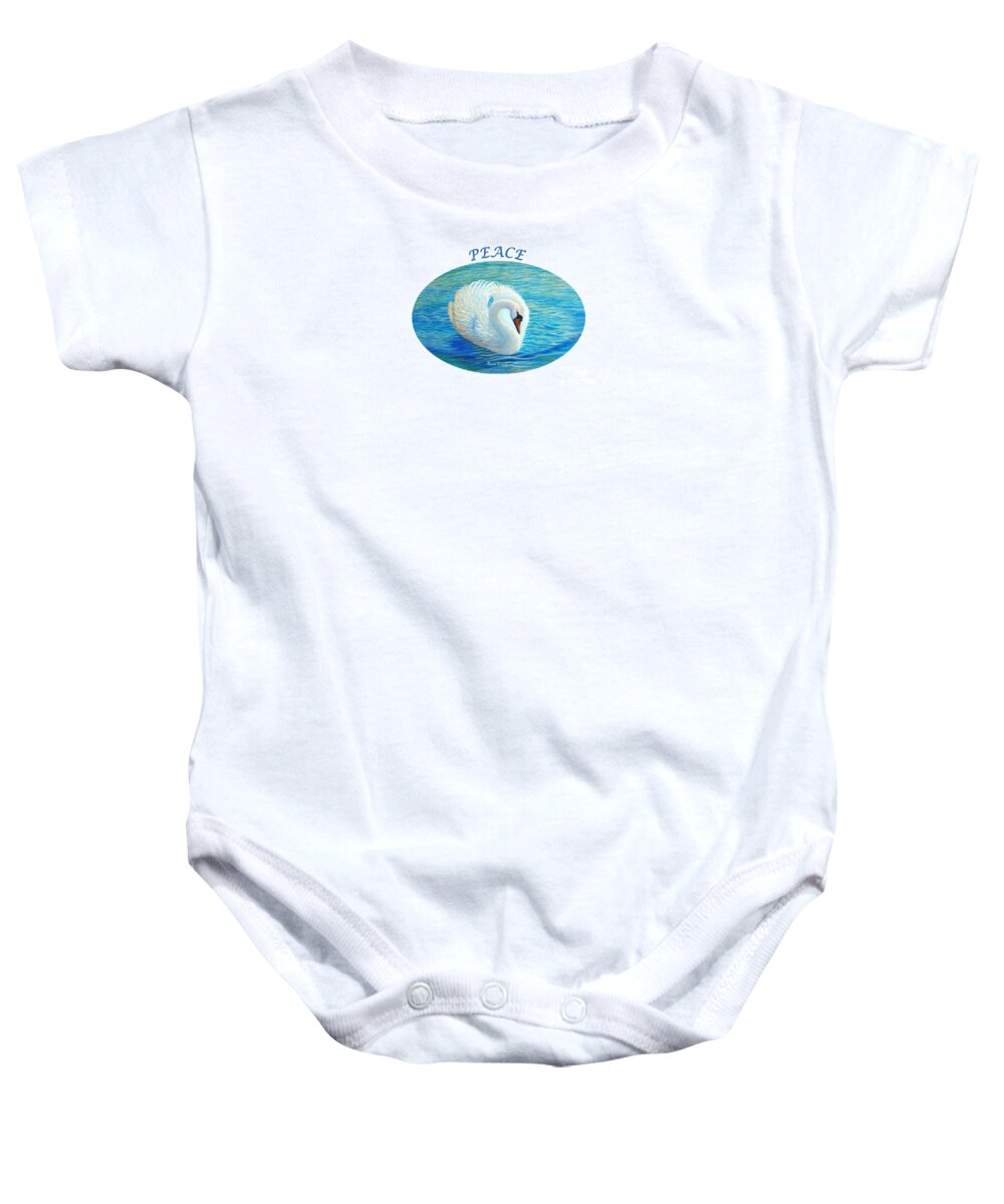 Water Baby Onesie featuring the painting Water Dance Oval - Peace by Sarah Irland