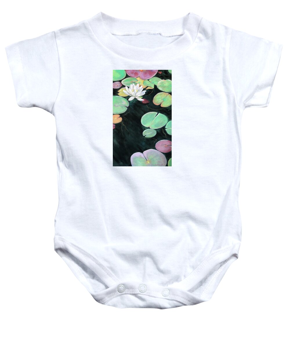 Water Lily Baby Onesie featuring the painting Water Lilies by Shirley Galbrecht