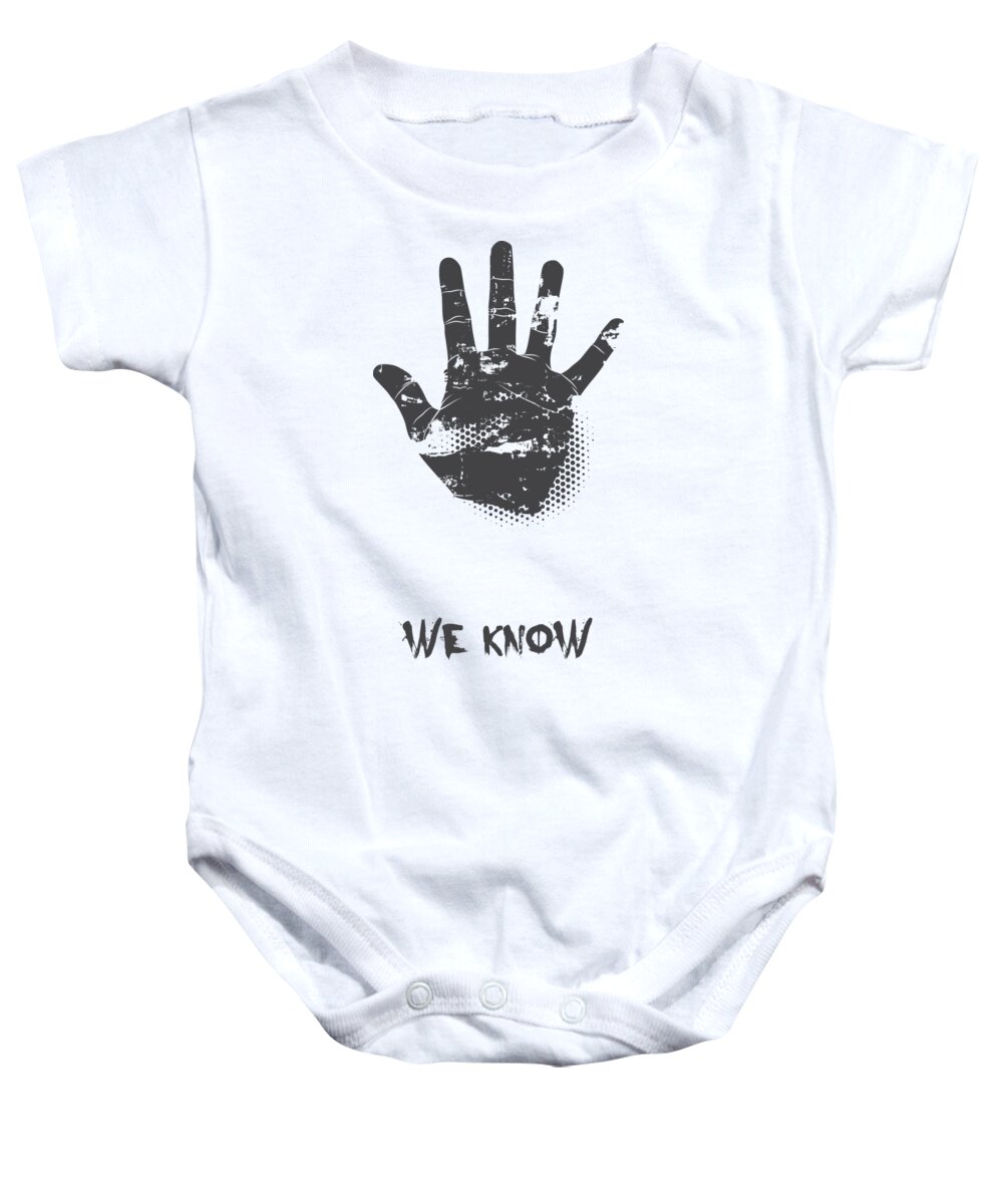 Halloween Baby Onesie featuring the digital art We Know Grungy Palm by Jacob Zelazny