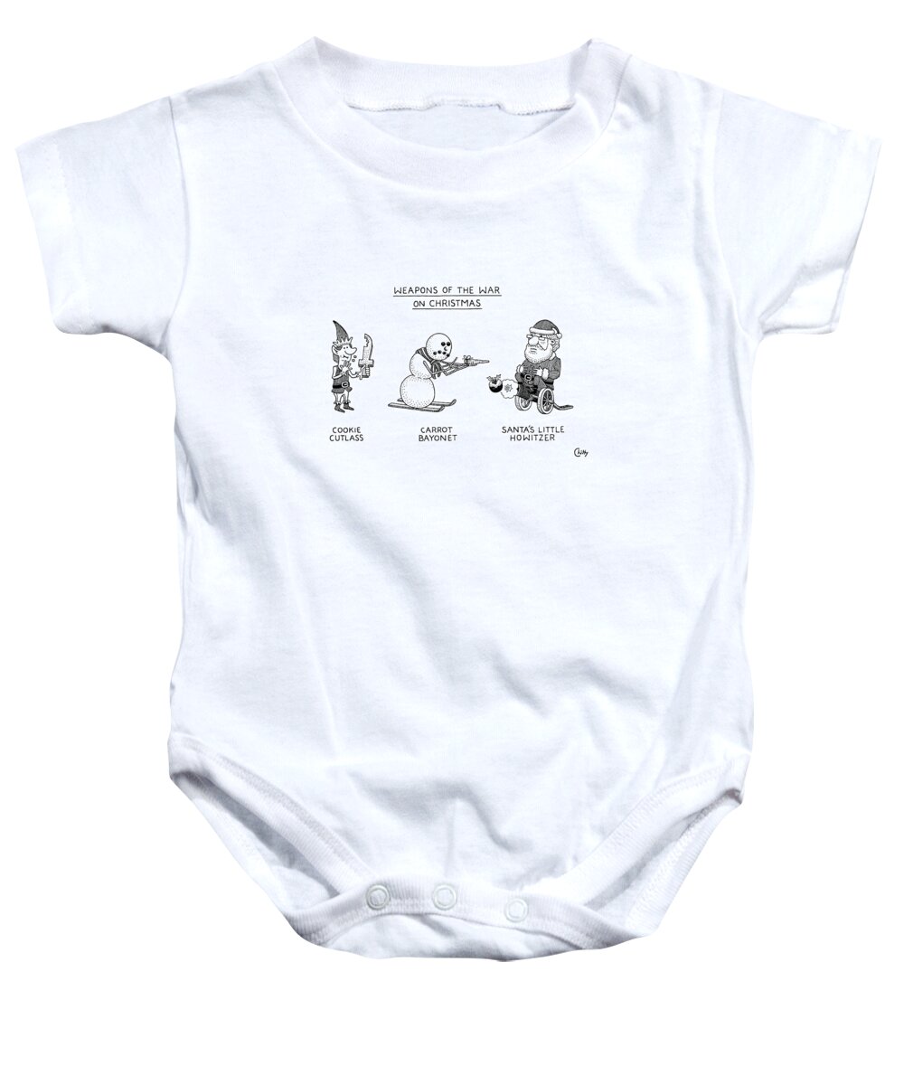 Captionless Baby Onesie featuring the drawing Weapons Of The War On Christmas by Tom Chitty