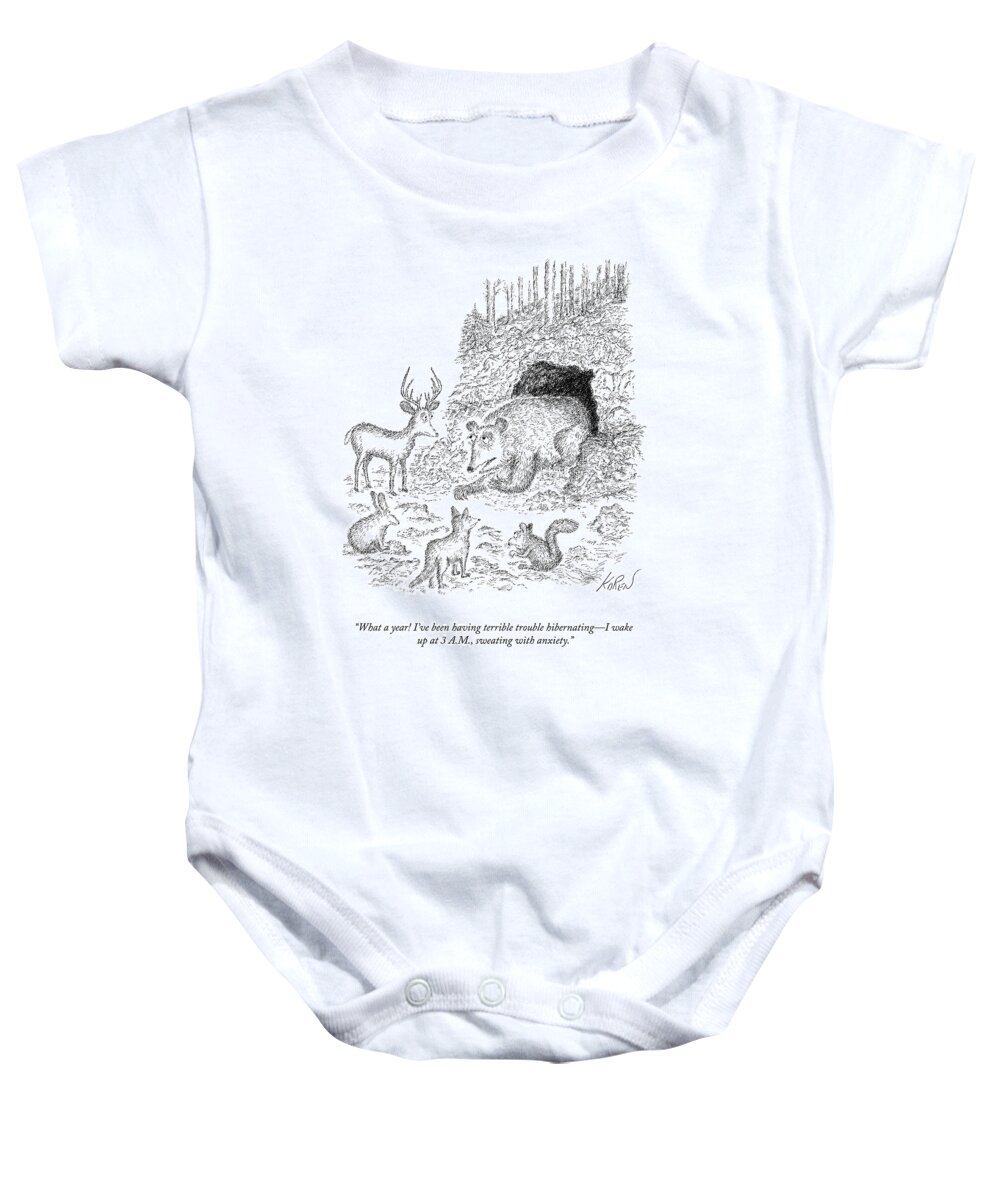 A24956 Baby Onesie featuring the drawing What A Year by Edward Koren