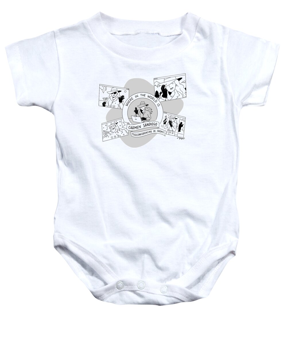 Captionless Baby Onesie featuring the drawing Where In The World by Jeremy Nguyen