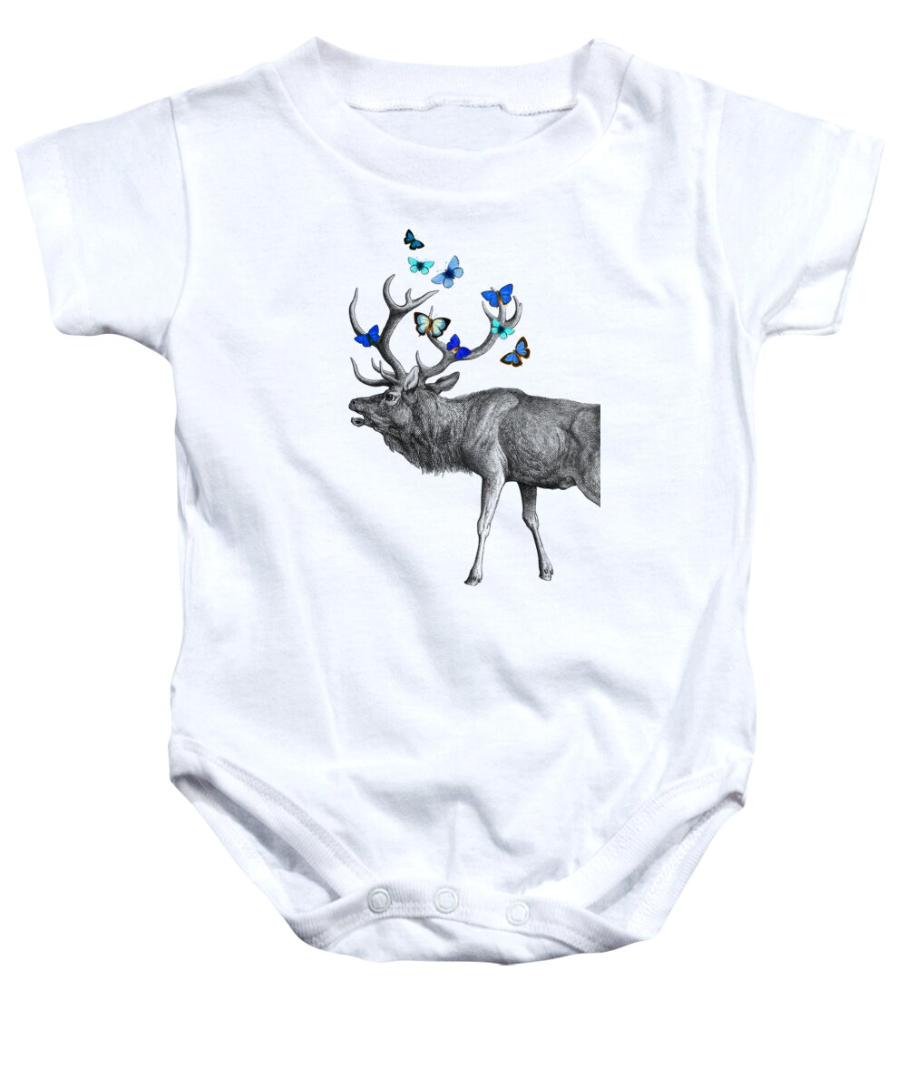 Deer Baby Onesie featuring the digital art Whimsical Deer by Madame Memento