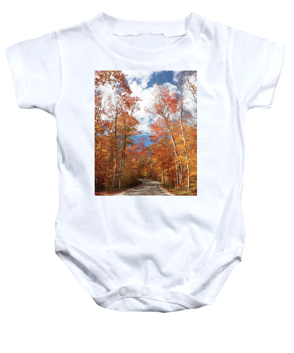 Fall Baby Onesie featuring the photograph Winding Through the Fall Colors by David T Wilkinson