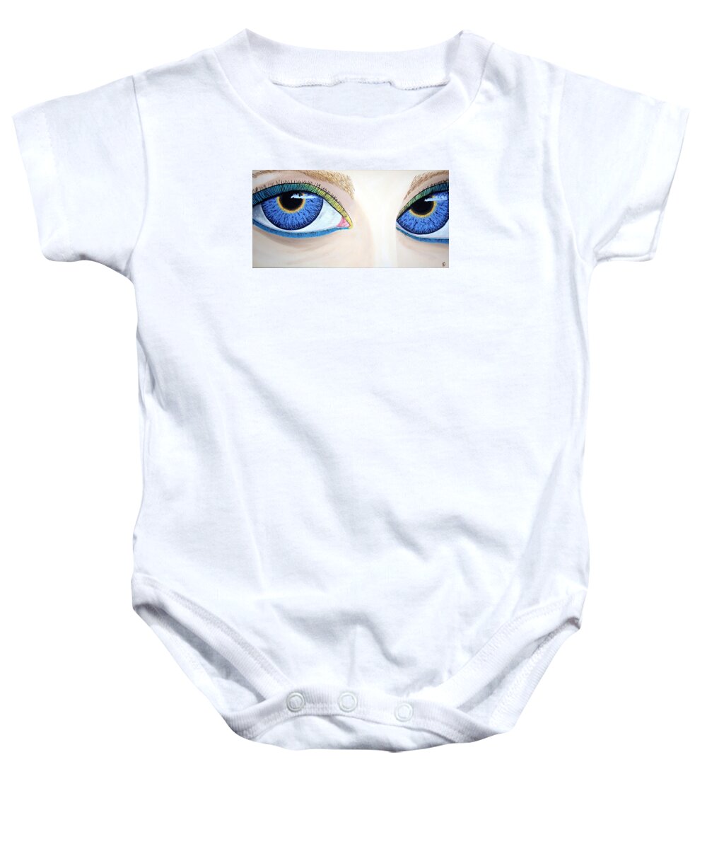 Eye Catching Baby Onesie featuring the painting Window I by Dean Stephens