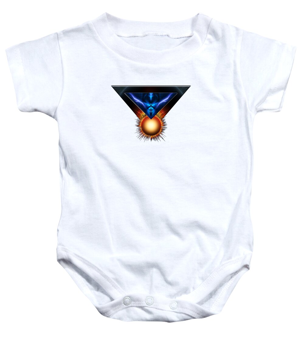 Fire Baby Onesie featuring the digital art Wings Of Lightning Fractal Art Emblem by Xzendor7