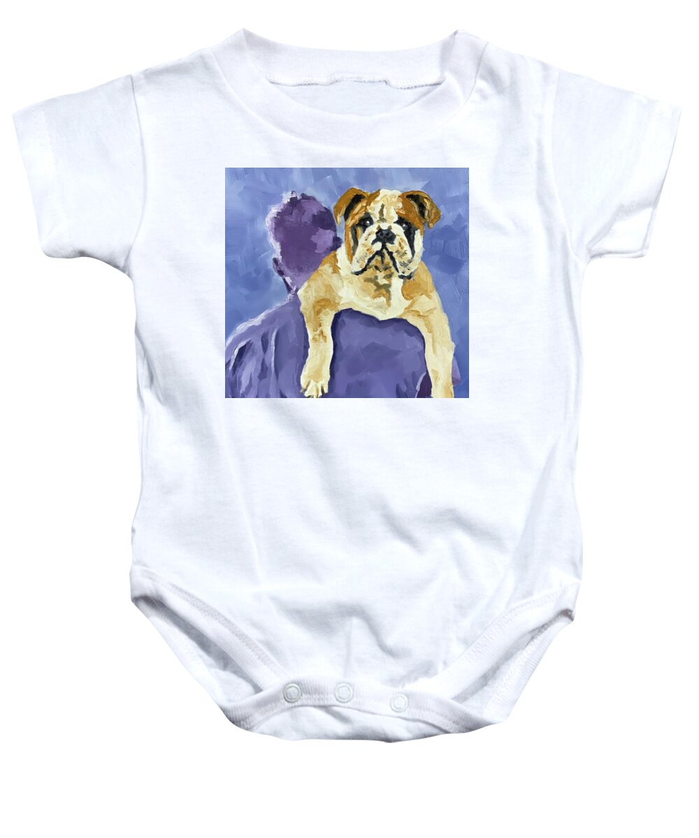Dog Baby Onesie featuring the painting Winston by Nancy Breiman