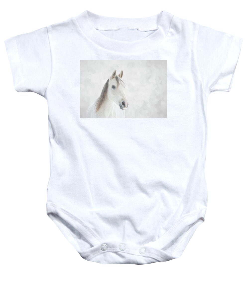 Horse Baby Onesie featuring the photograph Winter Horse by JBK Photo Art
