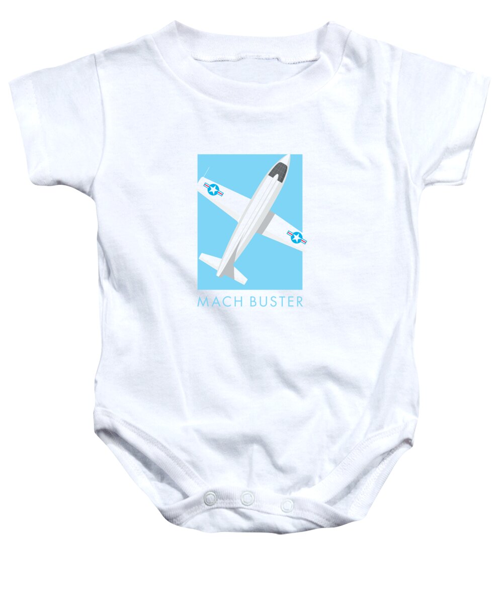 Aircraft Baby Onesie featuring the digital art X-1 Mach Buster First Supersonic Flight Rocket Aircraft - Sky by Organic Synthesis