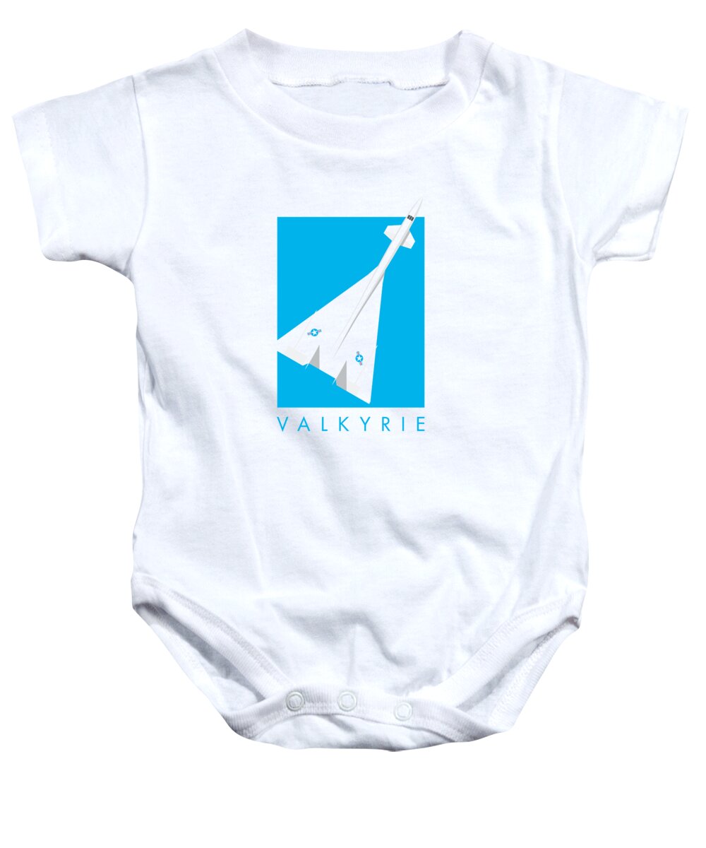 Jet Baby Onesie featuring the digital art XB-70 Valkyrie Supersonic Jet Aircraft - Cyan by Organic Synthesis