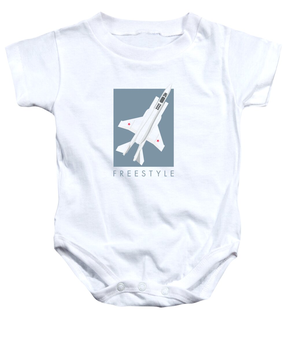 Aircraft Baby Onesie featuring the digital art Yak-141 Freestyle Jet Aircraft - Slate by Organic Synthesis