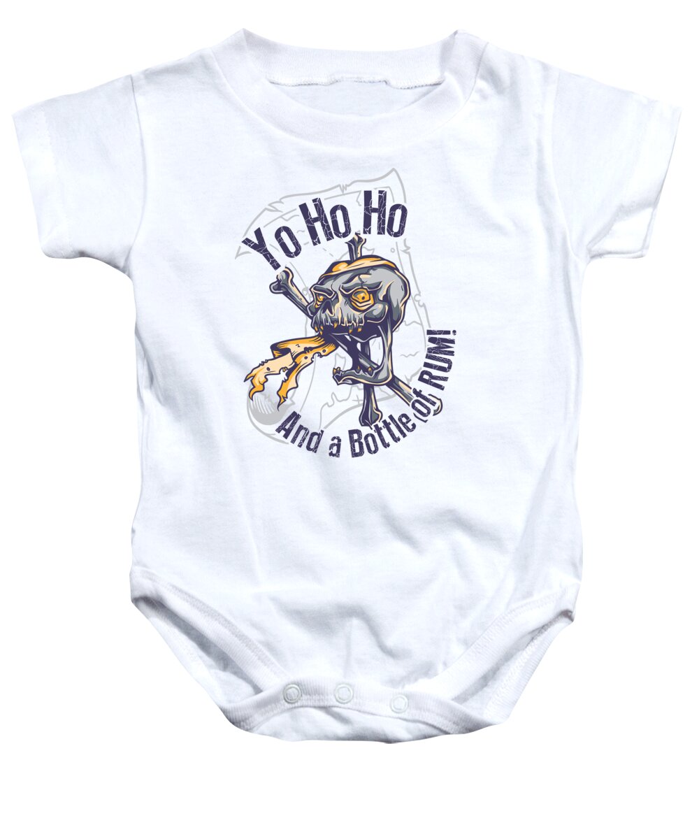 Captain Baby Onesie featuring the digital art Yo Ho Ho And a Bottle of Rum by Jacob Zelazny