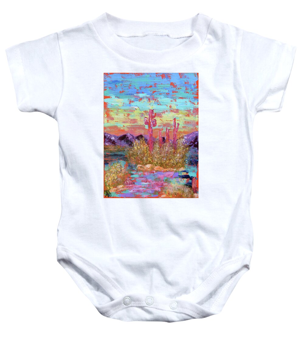 Desert Baby Onesie featuring the painting You Control the Mirage by Ashley Wright