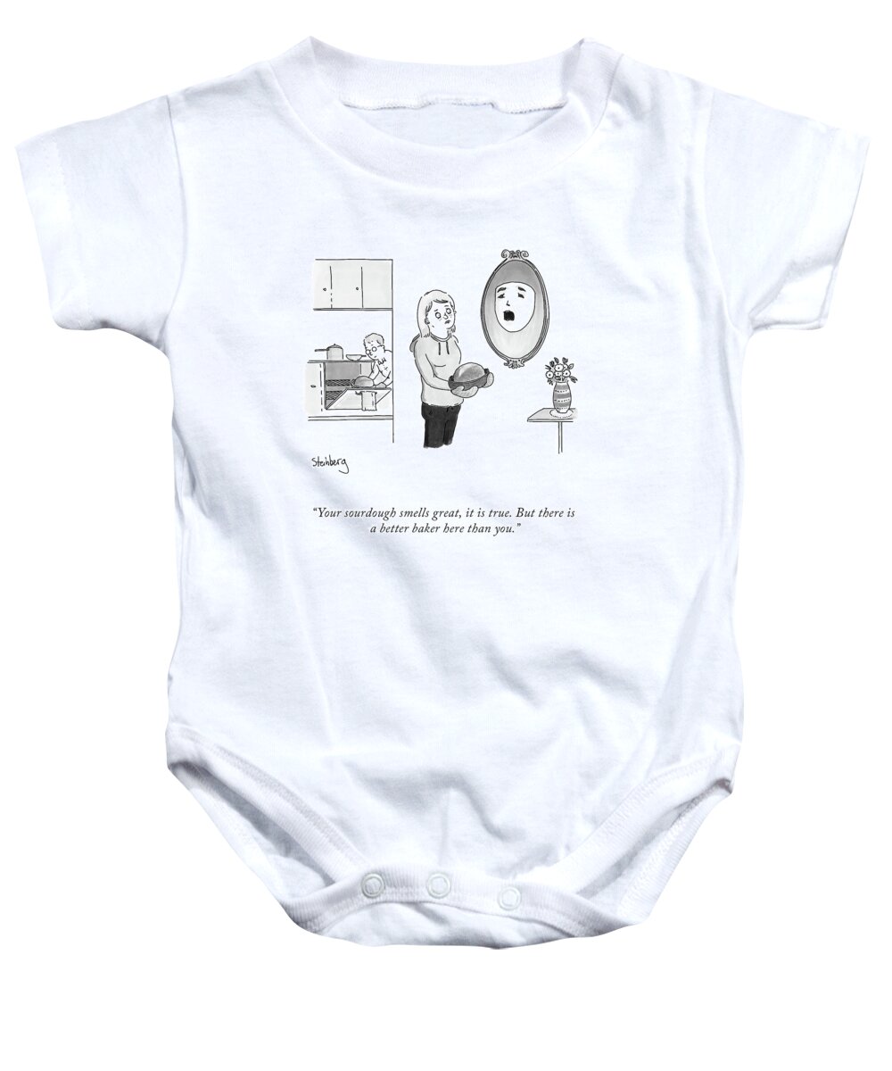 “your Sourdough Smells Great Baby Onesie featuring the drawing Your Sourdough by Avi Steinberg
